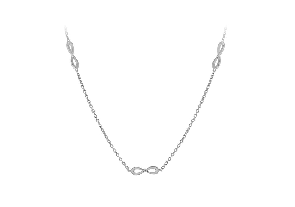 Sterling Silver Rhodium Plated Five 'Figure 8' Adjustable Necklace  43m/17"-46m/18"9