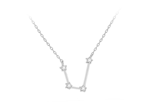 Sterling Silver Rhodium Plated CZ Aquarius Star Constellation Necklace 