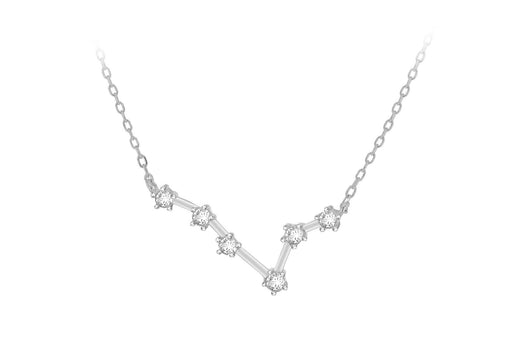 Sterling Silver Rhodium Plated CZ Pisces Star Constellation Necklace 