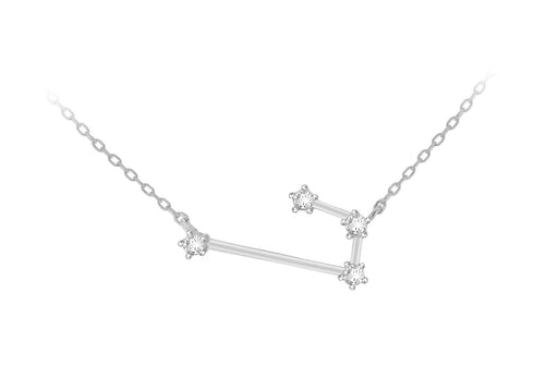 Sterling Silver Rhodium Plated CZ Aries Star Constellation Necklace 