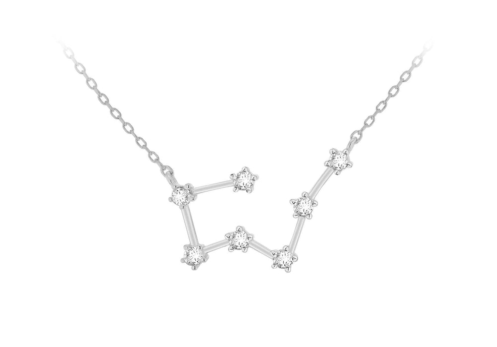 Sterling Silver Rhodium Plated Stone Set Taurus Star Constellation  Necklace