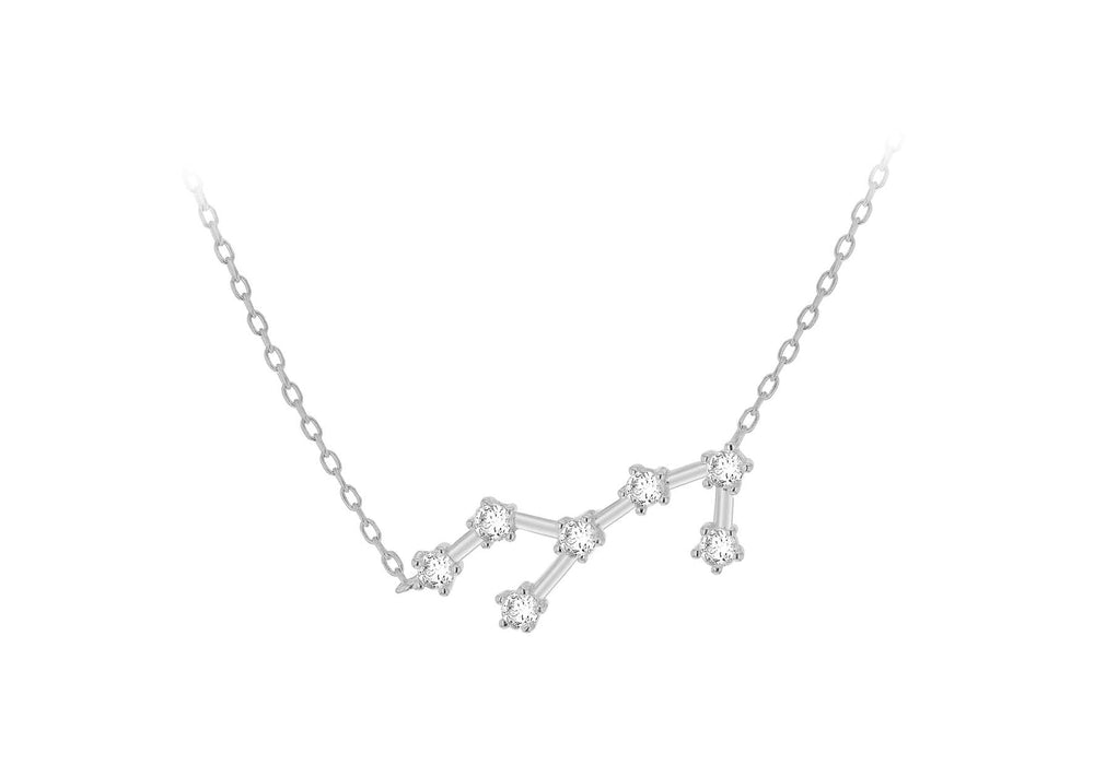 Sterling Silver Rhodium Plated Zirconia Set Virgo Star Constellation Necklace