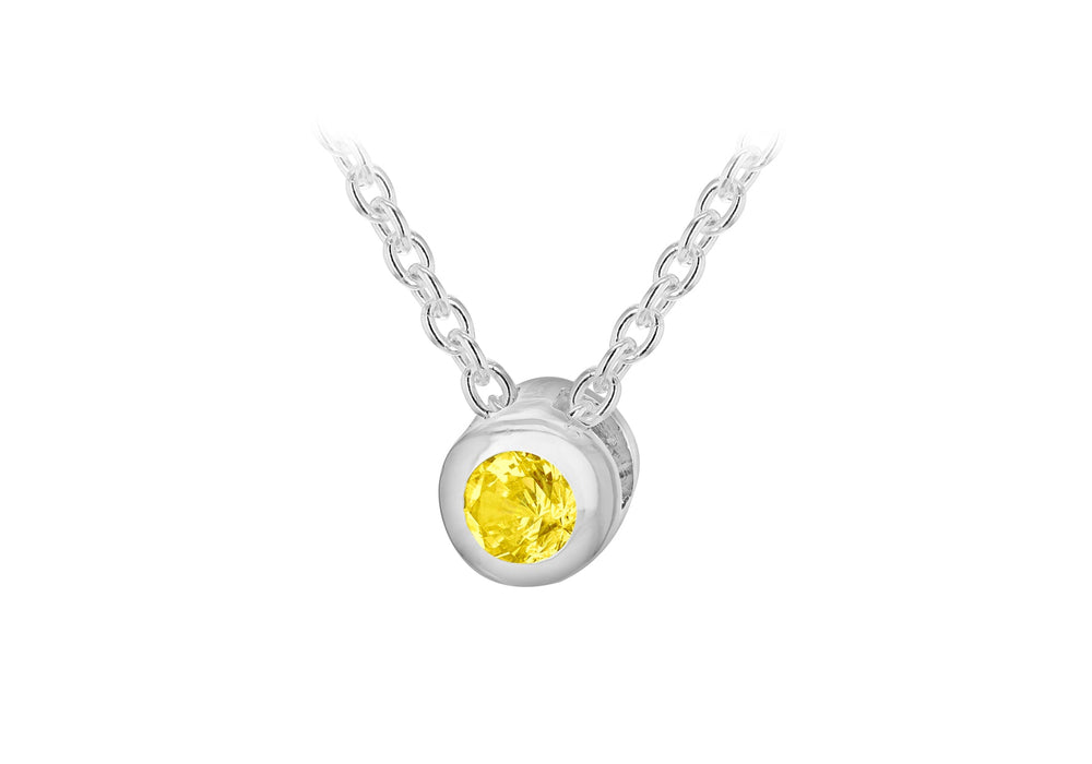 Sterling Silver Yellow 3mm Zirconia  November Birthstone Adjustable Necklace  41m/16"-46m/18"9