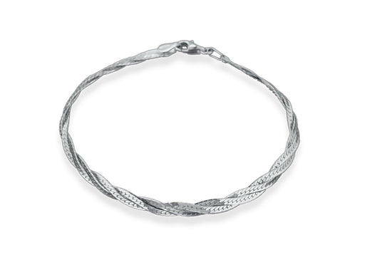 Sterling Silver 4mm Twined Herringbone Bracelet 19m/7.5"9