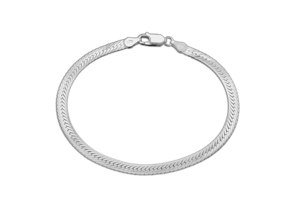 Sterling Silver 3.8mm Herringbone Bracelet 18m/7"9