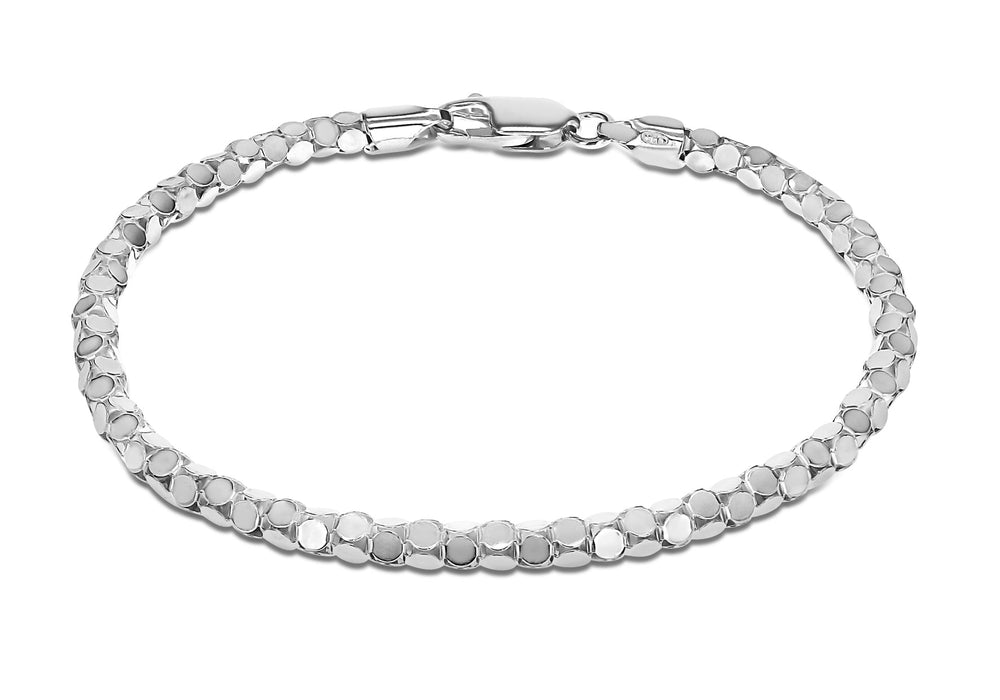 Sterling Silver Round Mirror Bracelet 20m/8"9