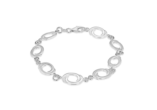 Sterling Silver Oval Swirl Link Bracelet 19m/7.5"9