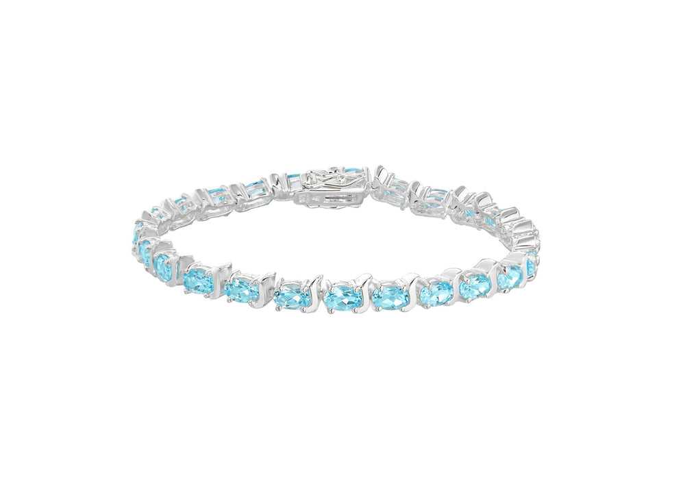 Sterling Silver 13.68t Blue Topaz Tennis Bracelet 19m/7.5"9