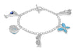 Sterling Silver Catsyeye, Sapphire Crystal & Crystal Charm Bracelet 