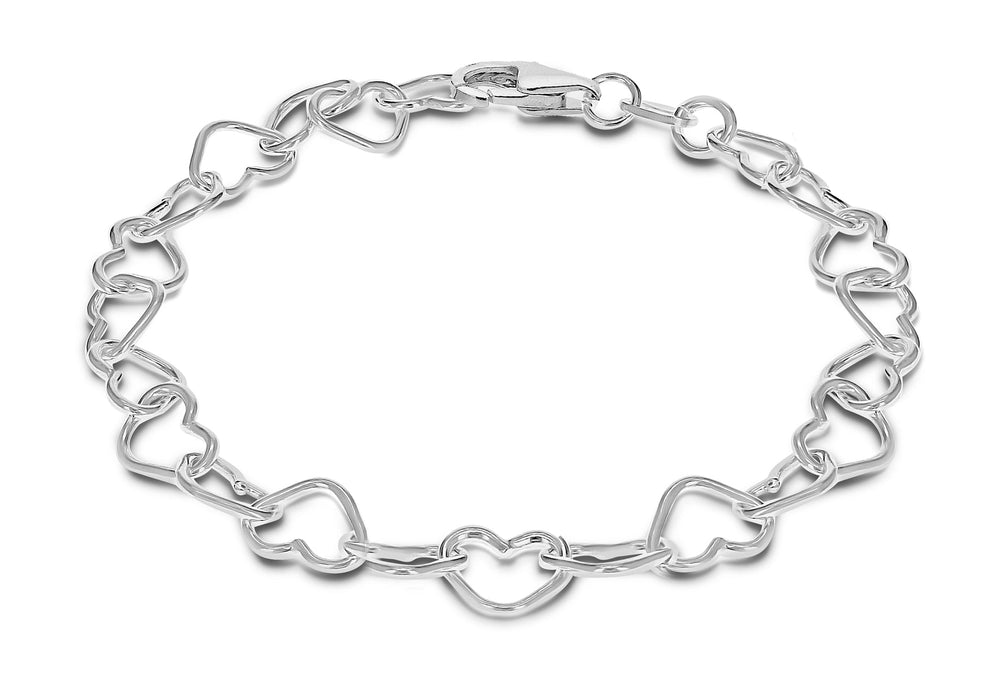 Sterling Silver Heart Link Bracelet 15m/6"9