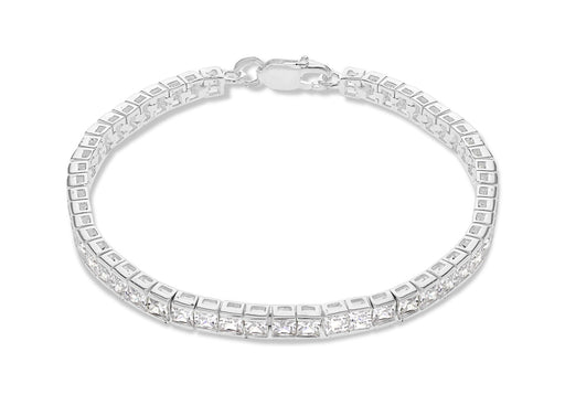 Sterling Silver 3mm Square Zirconia  Tennis Bracelet 18m/7"9