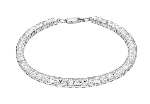 Sterling Silver 4mm Square Zirconia  Tennis Bracelet 19m/7.5"9