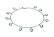 Sterling Silver Blue Crystal Heart Charm Bracelet 19m/7.5"9