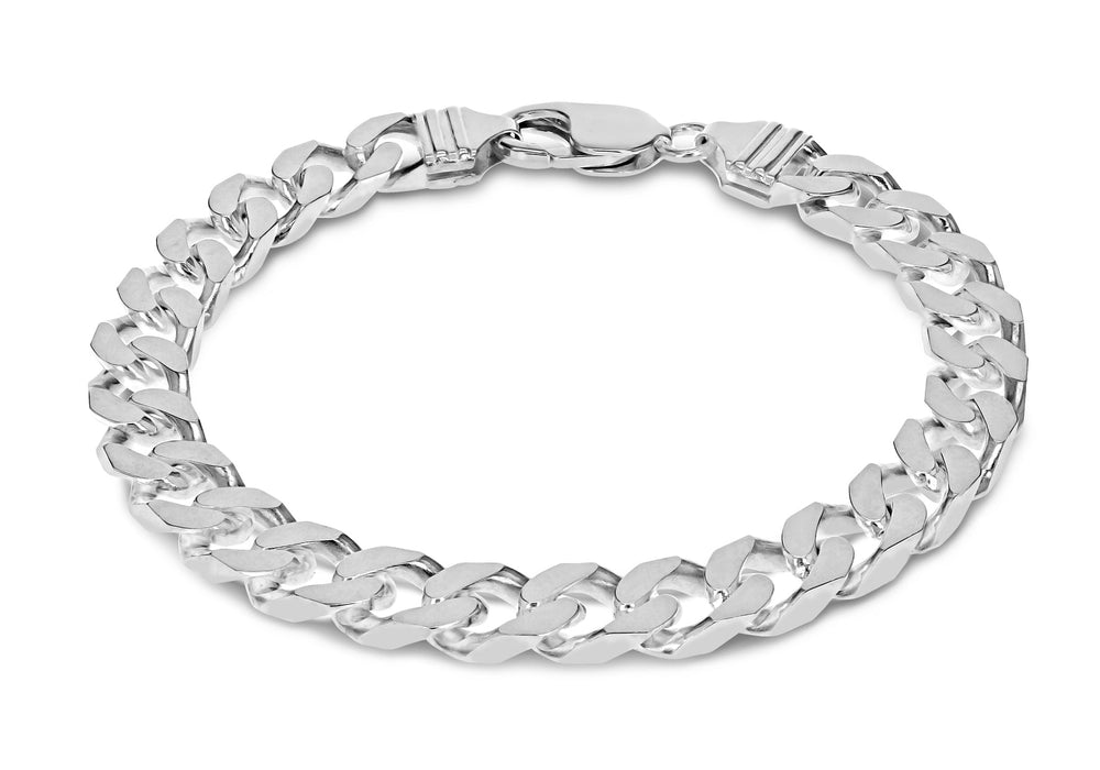 Sterling Silver 8mm Flat Curb Bracelet 20m/8"9