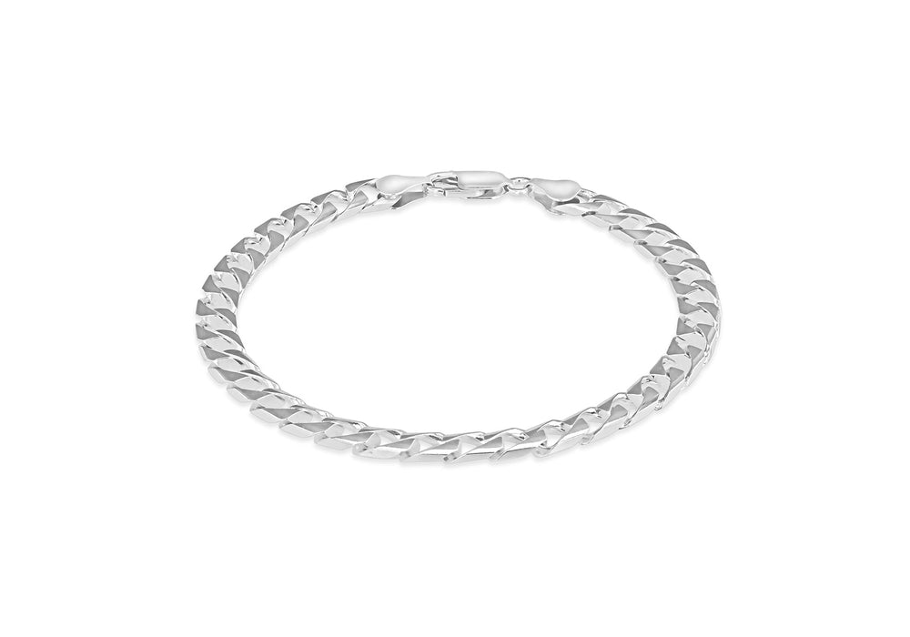 Sterling Silver Flat Square Curb Bracelet 20m/8"9