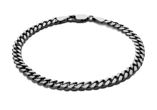 Sterling Silver Oxidised  5mm Brushed Curb Bracelet 20m/8'9