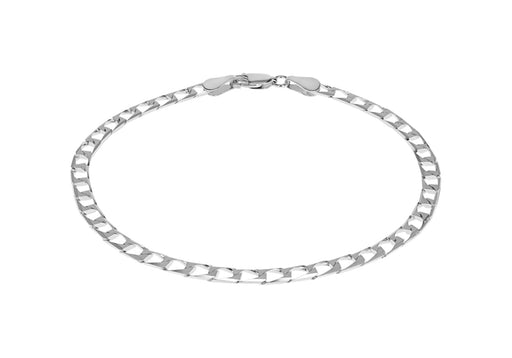 Sterling Silver 3.5mm Diamond Cut Square Curb Bracelet 20m/8"9