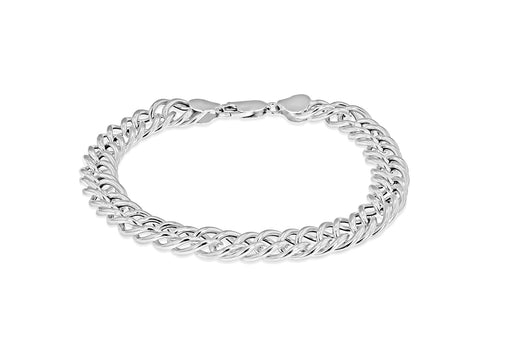 Sterling Silver Rhodium Plated 150 Double Curb Chain Bracelet 20m/8"9