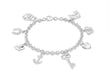 Sterling Silver Rhodium Plated 8-Charm Belcher  Bracelet 19m/7.5"9