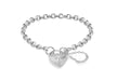 Sterling Silver Heart Padlok Belcher  Bracelet 19m/7.5"9