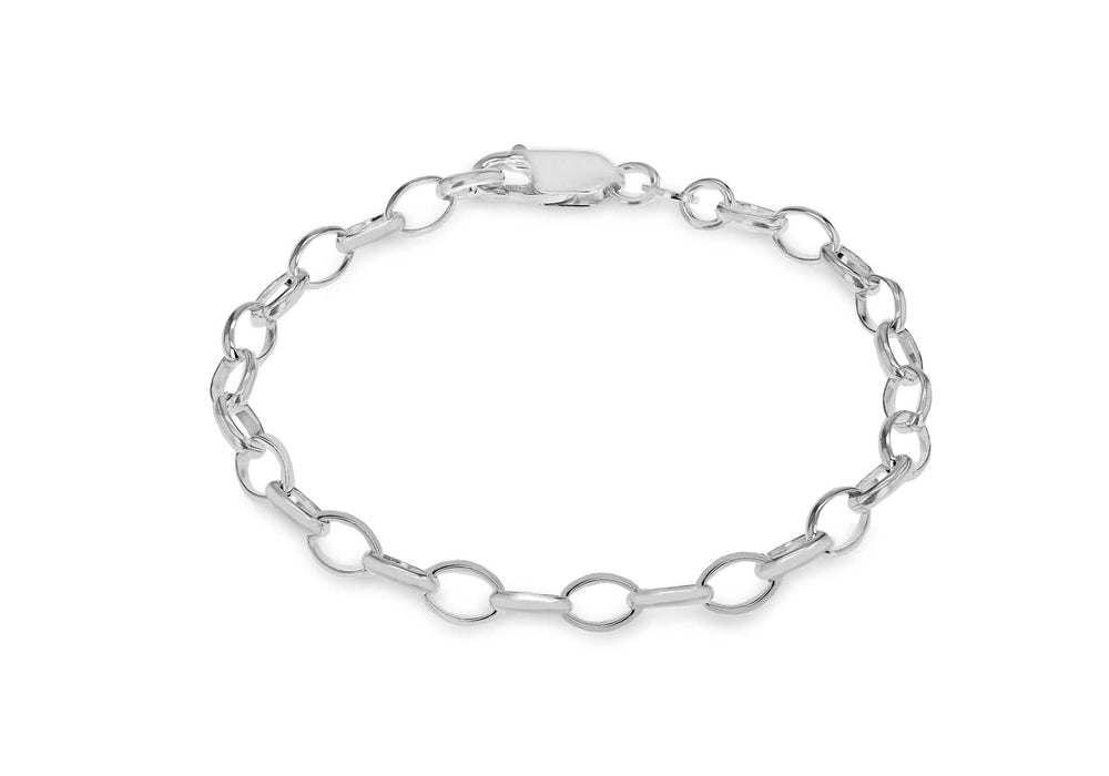 Sterling Silver 4.9mm Oval Belcher  Bracelet 17m/6.5"9