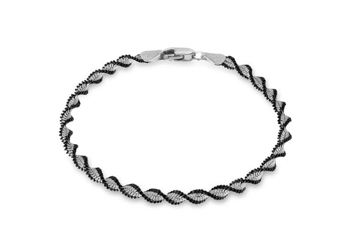 Sterling Silver Oxidised  4mm Twisted Herringbone Bracelet 19m/7.5"9