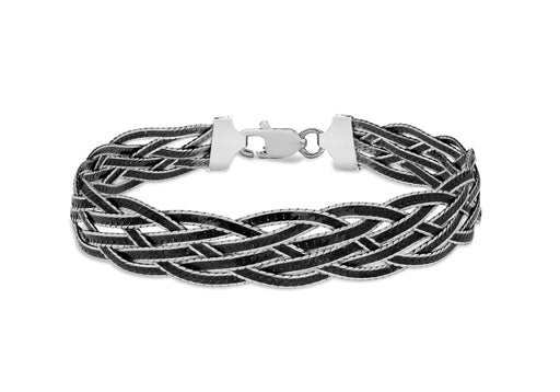 Sterling Silver Oxidised  6-Strand Herringbone Bracelet 19m/7.5"9