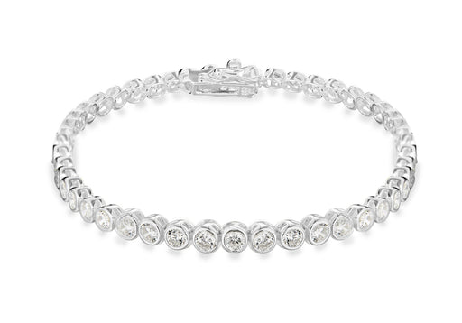 Sterling Silver Round Zirconia  Tennis Bracelet 18.5m/7.75"9