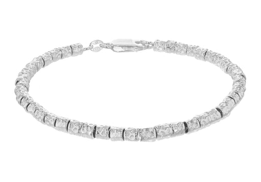 Sterling Silver Hammered Barrel Bead Bracelet 19m/7.5"9