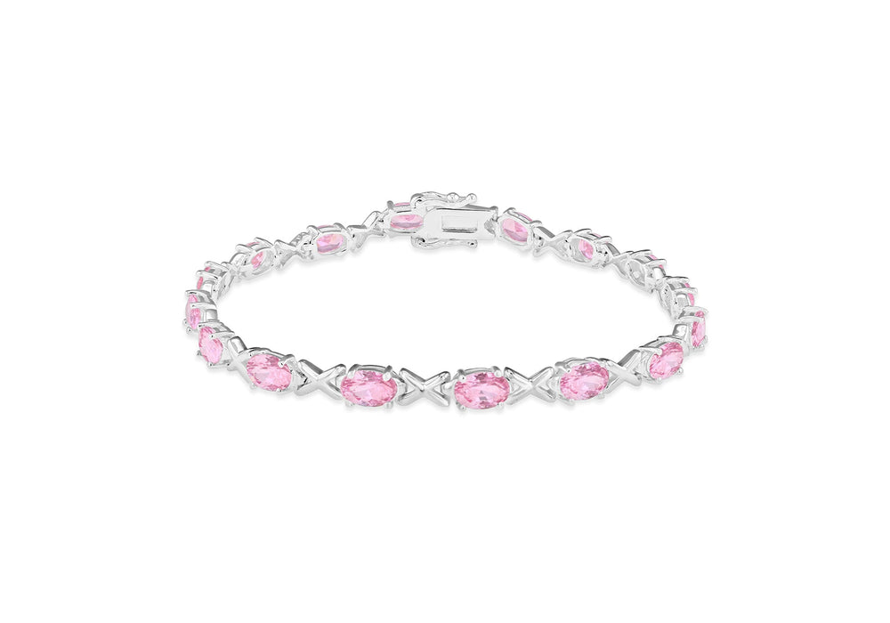 Sterling Silver Light Pink Zirconia  Kiss Bracelet