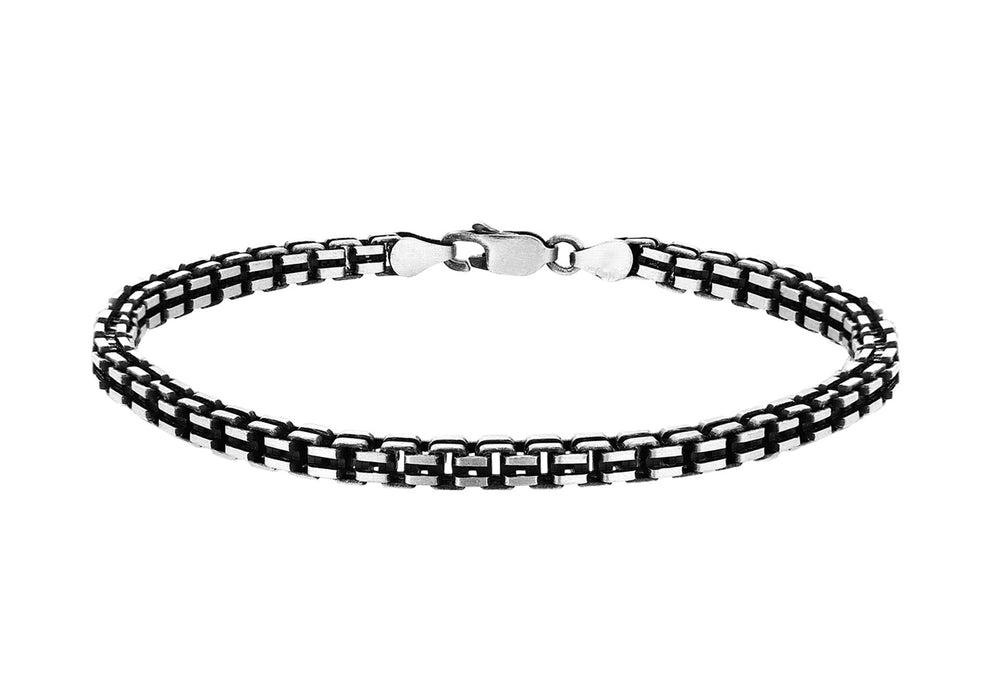 Sterling Silver Oxidised  Grooved Box Bracelet 20m/8"9