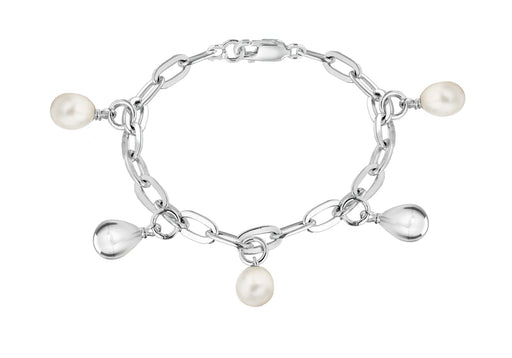 Sterling Silver Pearl and Bead Drop Bracelet 19m/7.59