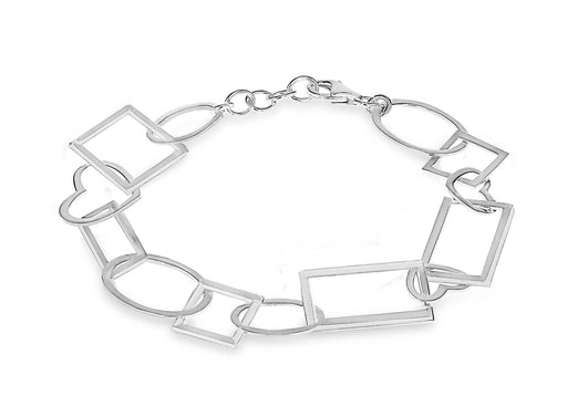 Sterling Silver Multi CutoCut Shape Bracelet 19m/7.5"9