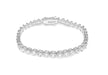 Sterling Silver Round White Zirconia  Bracelet 18m/7"9