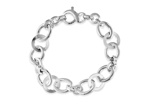 Sterling Silver Oval Round & Flower CutoCut Link Bracelet 19m/7.5"9