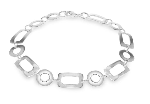 Sterling Silver Retangles and Circles CutoCut Bracelet 19m/7.5"9