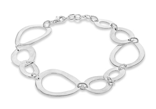 Sterling Silver Organic Oval Link Adjustable Bracelet