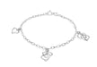 Sterling Silver Rhodium Plated Zirconia  Multi Heart Bracelet 19m/7.5"9