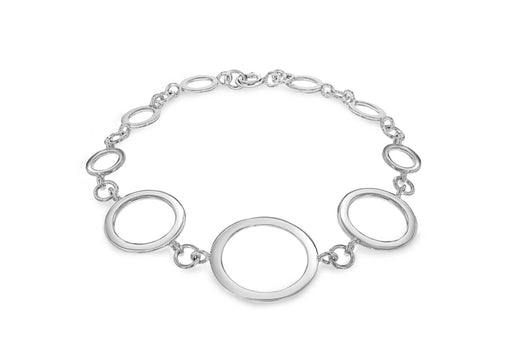 Sterling Silver Rhodium Plated Multi Disc Bracelet 18m/7"9