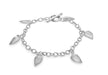 Sterling Silver Leaf Charm Belcher  Chain T-Bar Bracelet 19m/7.5"9