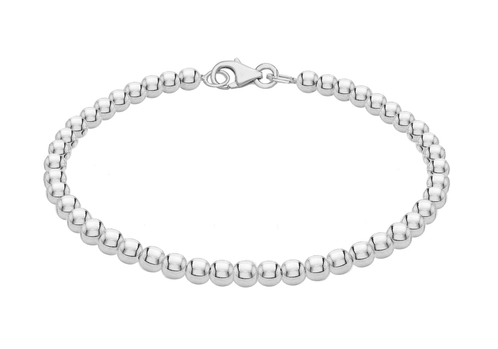 Sterling Silver 4mm Ball Bracelet 19m/7.5"9