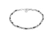 Sterling Silver Grey and Silver Beaded Adjustable Bracelet 19m/7.5"-21.5m/8.5"9