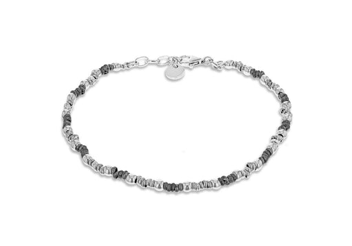 Sterling Silver Grey and Silver Beaded Adjustable Bracelet 19m/7.5"-21.5m/8.5"9