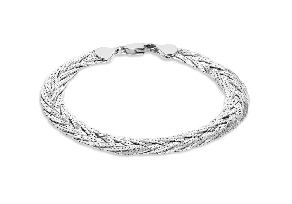 Sterling Silver 5-Plait Herringbone Bracelet 19m/7.5"9