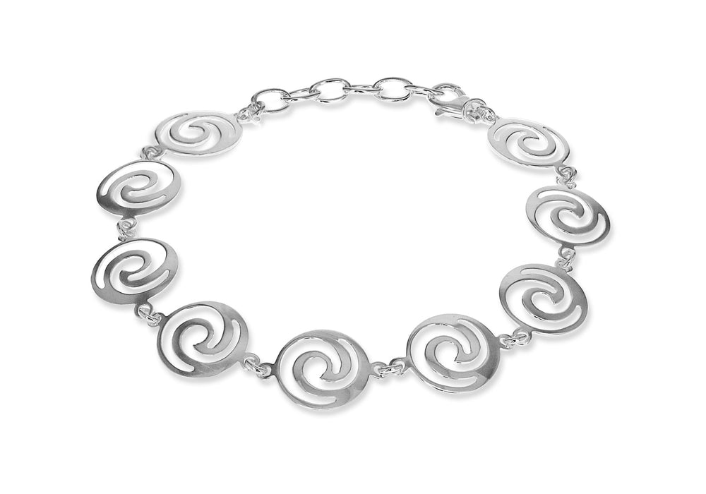 Sterling Silver 13.3mm Swirl Disc Adjustable Bracelet 19m/7.5"-21.5m/8.5"9