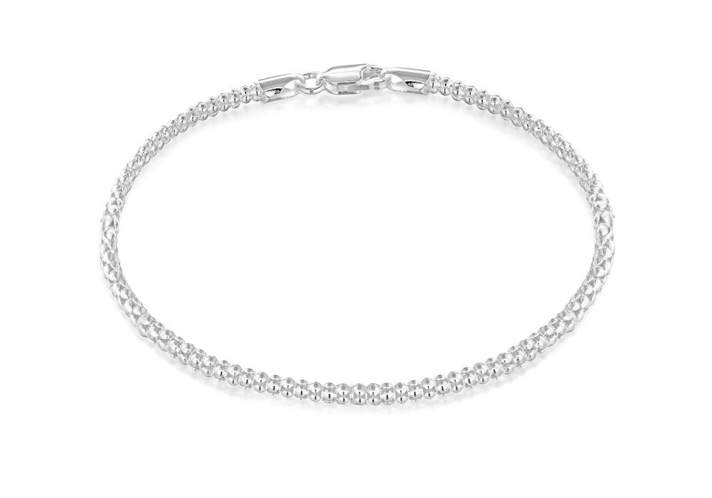 Sterling Silver 250 Poporn Chain Bracelet 19m/7.5"9