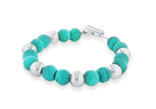 Sterling Silver and Turquoise 8mm Ball T-Bar Bracelet