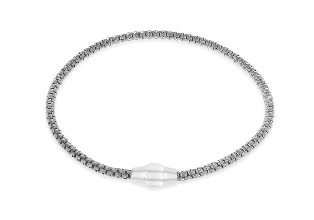 Sterling Silver Rhodium Plated 3mm Magnetic  Bracelet 19m/7.5"9