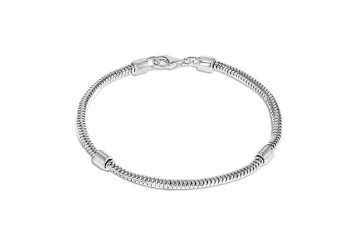 Sterling Silver 3mm Snake and Stations Bracelet 19m/7.5"9