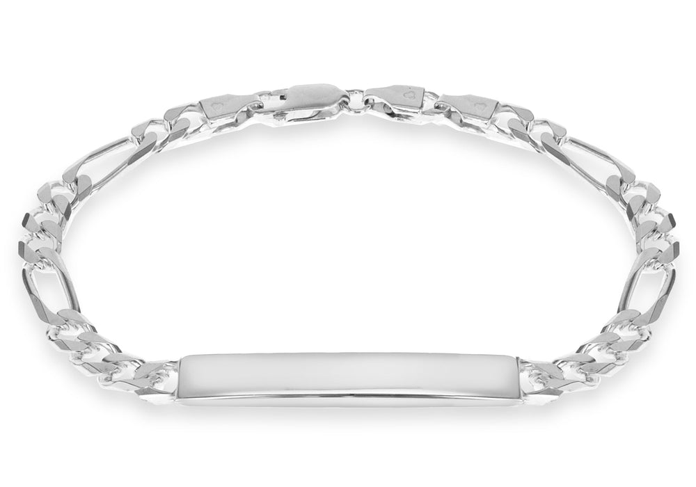 Sterling Silver ID 5.6mm Figaro Bracelet 20m/8"9